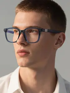 Men's TR90 optical glasses fashion Korean anti blue light glasses transparent frame with rice nail decoration suitable for clothing matching daily wear suitable for students wearing holiday gift set packaging Square Frames Eyeglass