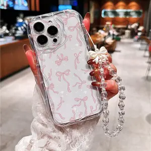 Colorful Beaded Charm Phone Case with Rope Shockproof Wear-resistant Precise Hole Compatible iPhone11-17promax Y2K Trendy Cover for iPhone11/12/13/14/15/Promax16/16Promax/16pro/16plus