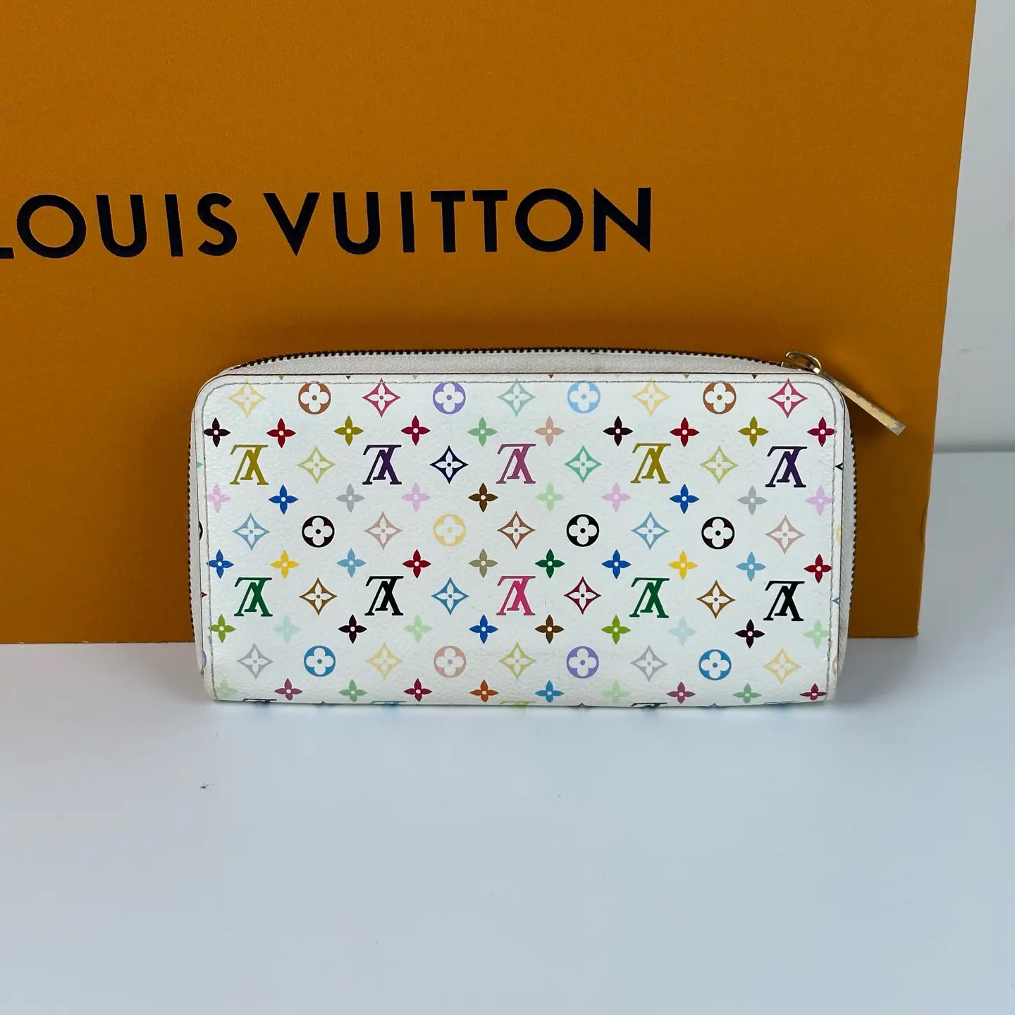 Pre-owned Louis Vuitton x Takashi Murakami White Multicolore Sarah Long Wallet