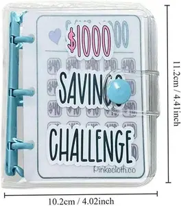 Money Saving Challenge Binder with Cash Envelopes Blue 1000 Savings Tracker Book for Family Savings Education portable deposit anytime
