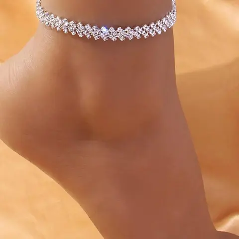 Rhinestone Decorated Anklet for Women As Gift, Summer 2024 Fashionable Adjustable Chain Anklet, Trendy Jewelry