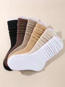 6 Pairs Multicolor Socks Soft Breathable Casual Daily Wear, Cute Trendy Fitted Socks for All Seasons, Comfortable and Versatile, Casual Stylish Socks