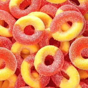 Peach Rings Gummy Candy 1-Pound Bag | Classic Sweet and Sour Candy | Soft Peach Gummies for Snacking, Dessert Topping & Buffet Tables | Chewy Gummy Rings