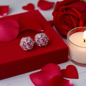 King of Bling's 2.00CT VVS 'D' Pink Moissanite Men's/Women 925 White Silver 7stone Stud Earrings