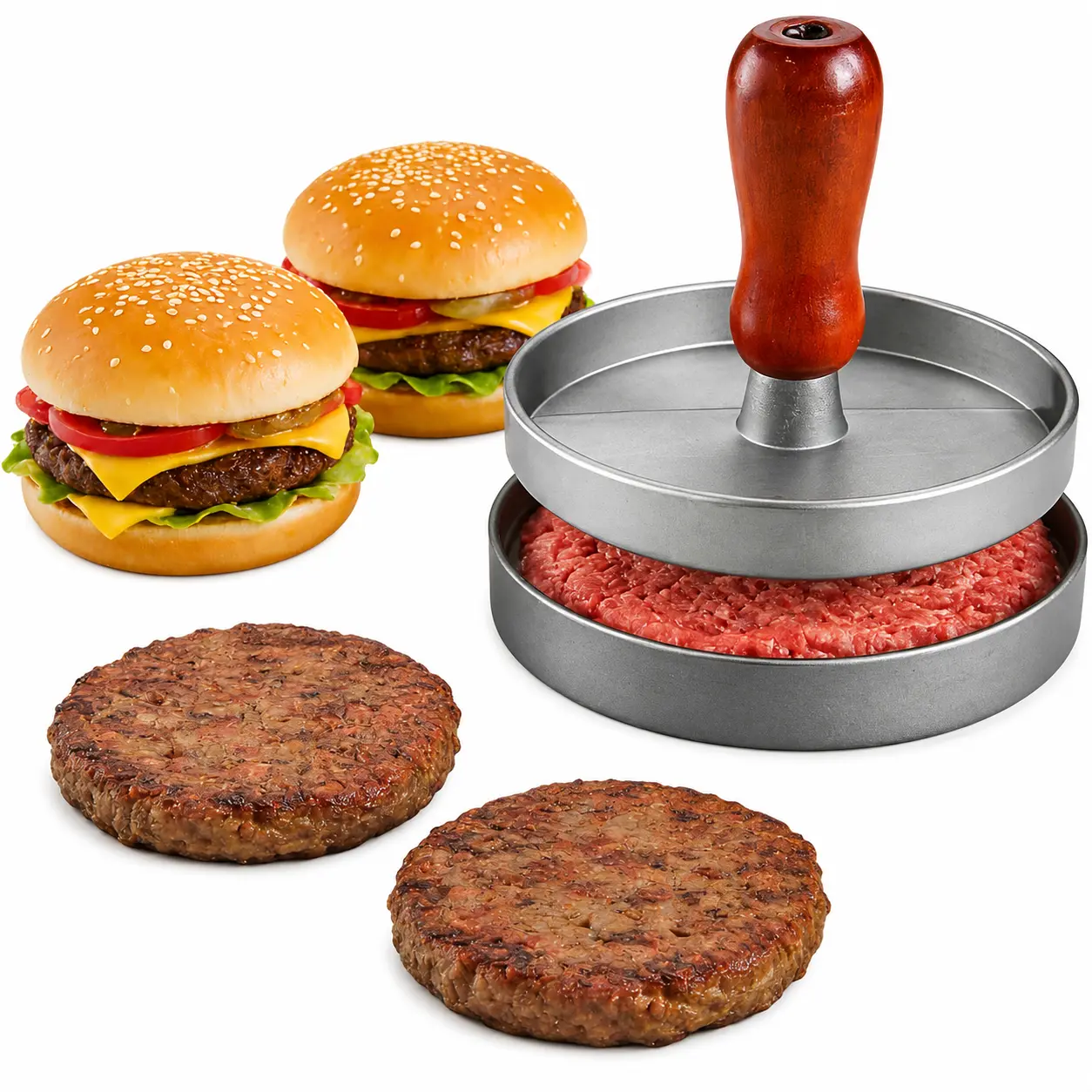 Handheld Non-Stick Burger Press, for Uniform Meat and Beef Patty Forming, Simple Patty Maker, Essential Kitchen Tool for Daily Home Cooking & Outdoor Grilling