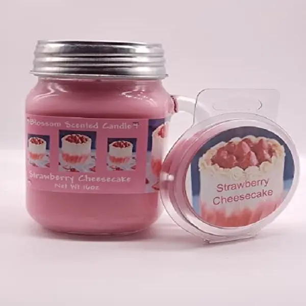 Strawberry Cheesecake Scented Candle 16oz and Strawberry Cheesecake Scented Wax Melt
