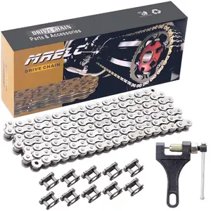 420 Motorcycle Chain 132 Links fit For 50,70,90,110,125cc,212cc Go Kart, Mini Bike, Powersports Parts, Chinese ATV, 4 Wheeler, Quad, Pit Dirt Bike With Chain Breaker