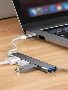 4-Port Type-C Multi-Splitter Hub with USB OTG Adapter, Compatible with MacBook 13/15 Air Pro & Xiaomi PCs - Computer Accessory