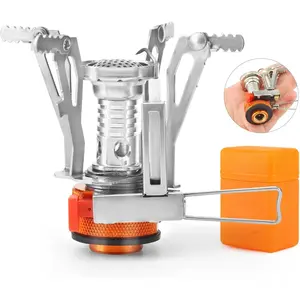 Portable Camping Stove Backpacking Stove, Lightweight Mini Gas Stove for Hiking, Travel, Adventures, and , Portable Camp Stove with Piezo  and 3000 Watts of Power