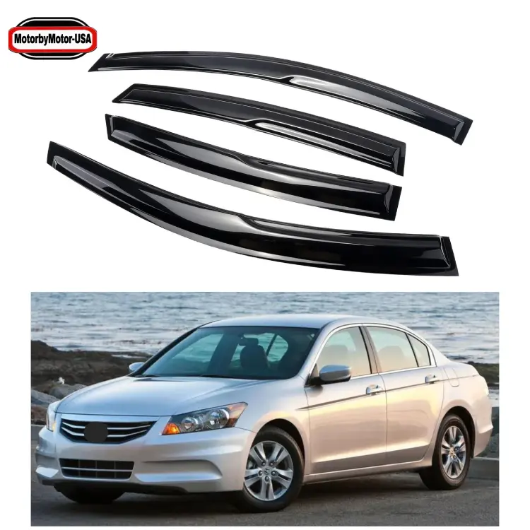 For 2008-2012 8TH Gen Honda Accord  & Toyota Corolla Sedan   JDM Mugen Style Window Visor Vent Rain Guards, High-Impact ABS Plastic, Glossy Black, UV Protective Coating, Automotive Vehicle Exterior Accessories, Vent Visors Decoration  Replacement
