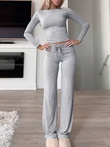 Women's Two-Piece Long Sleeve Pants Set, Y2K Sporty Casual Fashion, Outerwear Home Wear, Multi-Scene Yoga Sports Suit, Tracksuit Set, Sweatsuit Matching Set