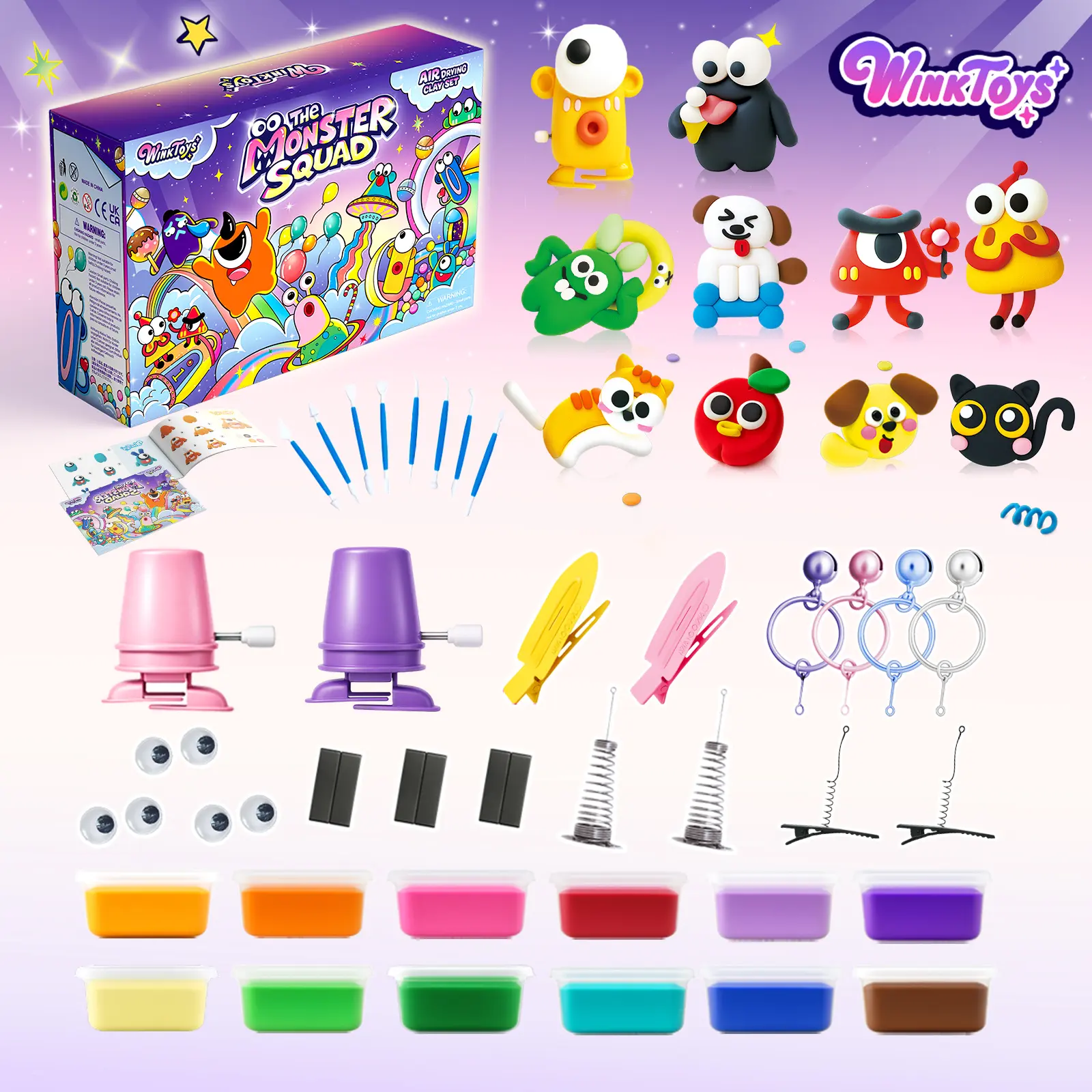 Air Drying Clay Set, winktoys, 30 Accessories,  Soft Clay,Creative Clay, All Ages, DIY Keychain, DIY Fridge Magnet,Step-by-Step Tutorial, Perfect for Decorations & Festival Gifts, 7 Unique Series for Guided or Free Creation, tiktokshopspringglowup,