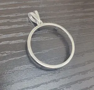 Sterling Silver Bezel 24 mm Quater Dollar Coin Prong Back Round Edge 25 Cent