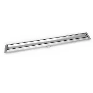 Tile Insert Linear Shower Drain, Brushed Stainless Steel Modern Tile in Linear Drain