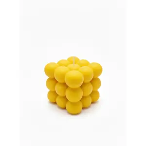 💛 Yellow Bubble Cube Candle – Modern Geometric Candle