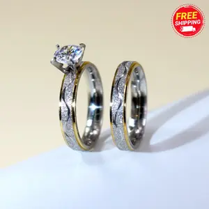 Couple Rings Frosted Inlay Simple Fashion Style for both men and women