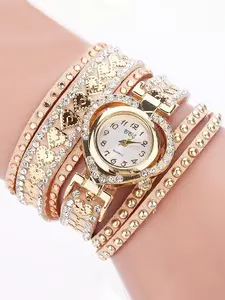 1-piece diamond-encrusted bracelet-style ladies' heart-shaped student girlfriend watch for women