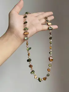 1 Pc Creative Bohemian Style Colorful Resin Multi-Layer Long Sweater Necklace, Boho Style Necklace, Perfect Autumn Winter Accessory for Stylish