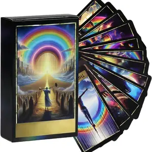 Rainbow Journey Tarot Deck 78 Cards, Pocket-Sized Divination Readings Set, Paper Material, Fortune Telling Party Game, Ideal Christmas Gift