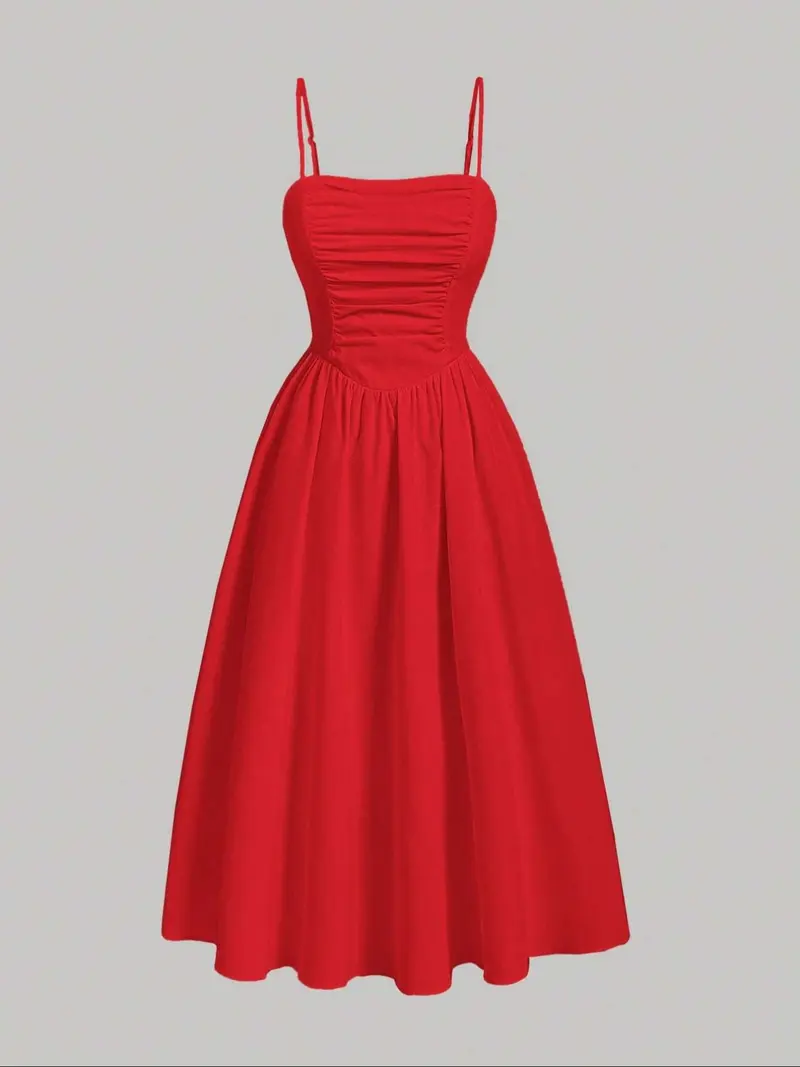 strapless open back dress Red Satin Prom Dress with Bow Back and Beaded Spaghetti Straps – AS026 –  Viniodress main image 0
