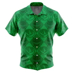 Green Ranger Pattern Power Rangers Button Up Hawaiian Shirt - Ape Japanese Anime Style Button Up Hawaiian Shirt Men Women Fashion Y2k Oversized Pullovers