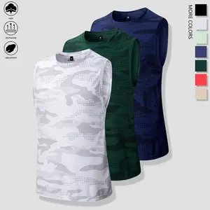 3 Pack Summer Lightweight Breathable Sleeveless Shirt Men's Casual Sports Round Neck Vest High Elasticity Polyester And Spandex Blend Simple