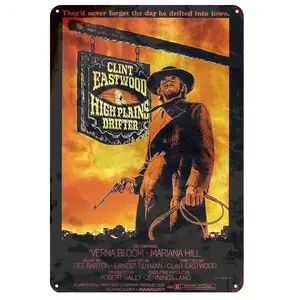 High Plains Drifter (1973) Vintage Western Movie Tin Sign - Clint Eastwood Retro Poster - Iron Wall Art Decor for Home, Bar, Garage - Weather-Resistant Metal Plaque - 8x12 Inch - 1PC