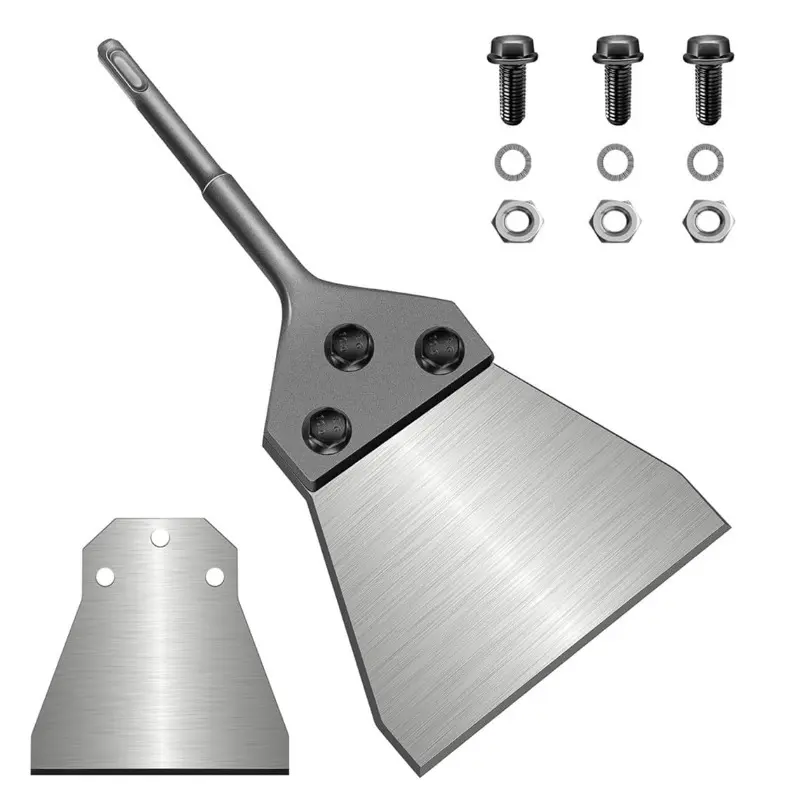 SDS Plus Floor Scraper Kit 5 Inch -Tile Removal Tool Wide Heavy Duty Tile & Vinyl Siding Removal Tool with Thinset Adhesive Remover, SDS Chisel Bits & Extension, Compatible with SDS Plus Impact Drills