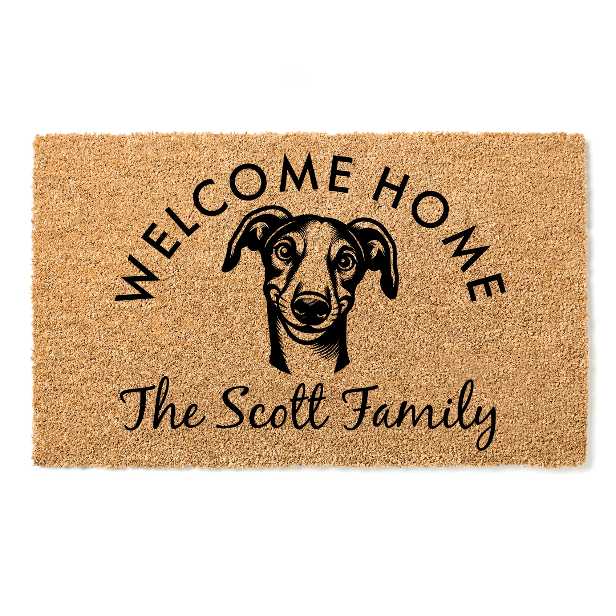 Custom Dog Welcome Home Doormat , Personalized Dog Doormat , Custom Dog & Last Name Doormat for Pet Lovers , Personalized Dog Welcome Mat , Dog Family Doormat , Custom Last Name & Pup Design Entry Mat , Personalized Dog Doormat with Family Name