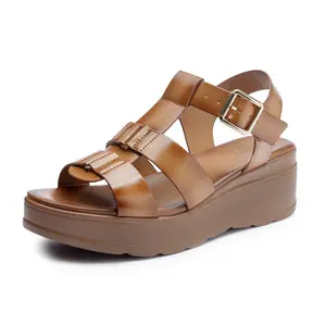 2026 Chunky-Soled Sandals Women's Flat Sandals Comfort Women Round Toe Wedge Sandals with Adjustable Buckle Arch Support Summer Shoes for Beach Travel Casual Dressy