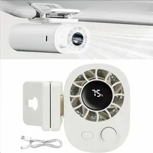 Mini Car Clip On Fan, Smart Portable Rechargeable Fan with LED Light, Wearable Neck & Belt Clip for Drive a car, Outdoor, Work ,Jobsite