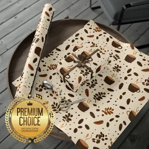 Coffee Lover Gift Wrapping Paper Rolls: Espresso Latte Design