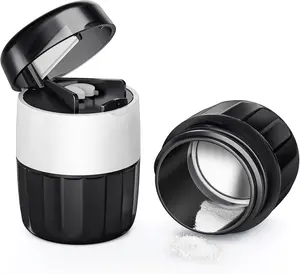 DEPAD 3-in-1 Pill Crusher and Pill Cutter with Stainless Steel Grinding Head, Fine Powder for Tablet Grinding, Storage Compartment for Tablets Healthcare Black Vitamin Care