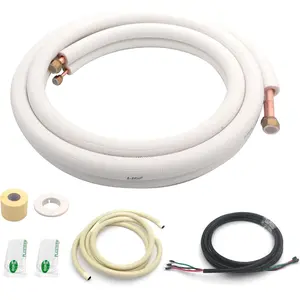 10FT Mini Split Line Set 1/4" & 1/2" O.D Copper Pipes Tubing and 3/8" White Thickened PE Insulation Coil, for Mini Split Air Conditioning or Heating Pump Equipment and HVAC with Flared Nuts.