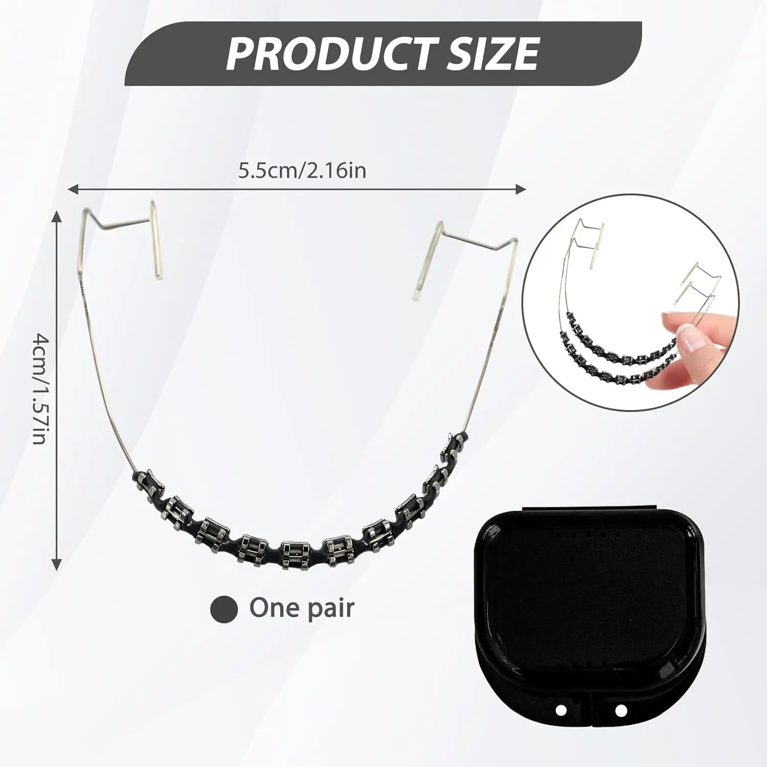 Fake Braces, Temporary Tooth Decoration with Brackets & Wire, Removable Fake Braces Kit for Orthodontists to Explain, for Dental Students to Practice, Brackets Falsos Para Dientes (Black)