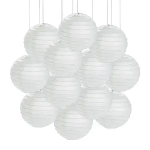 4 1/2" Mini White Hanging Paper Lanterns – 12 Pc.
