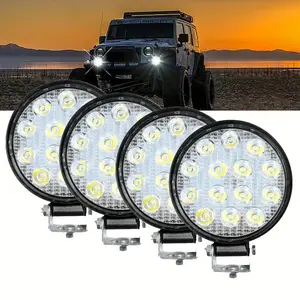 2/4PACK Round Light Bar Pods White Light Mini Offroad Driving Work Lamp 9-30V Led Off Road Flood Lights For Car Trucks Tractors SUV Excavator Boats, Without Battery