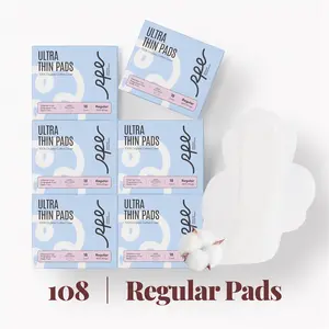RPE REDISCOVER PERSONAL ESSENCE Organic Cotton Day/Regular Pads with Wings - Ultra Thin, Wider Wings, Leak-Proof, Absorbent, Large Value Pack
