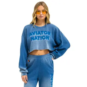 AN 3D CROPPED CREW SWEATSHIRT RELAXED - FADED WATER