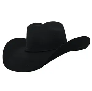 Cody Black - Wool Cashmere Rodeo Style Brick Crown Hat with Custom Fit & Lifetime Warranty Premium 5X Blend