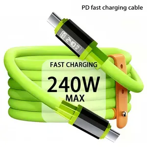 PD 240w Fast Charging Cable, 0.3m/1m Silicone Material, 480mbps High-Speed Transfer, Type C to C LED Display, Compatible with Smartphone iPhone Samsung Huawei