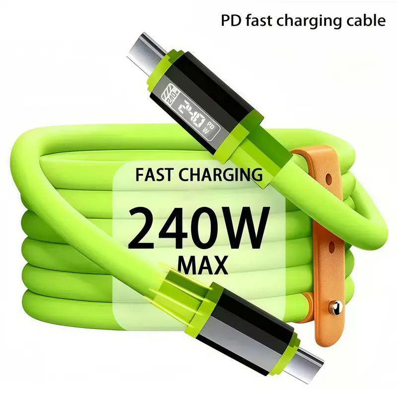 PD 240w Fast Charging Durable Cable, 0.3m/1m Silicone Material, 480mbps High-Speed Transfer, Type C to C LED Display, Compatible with Mobile Smartphone Cellphone iPhone Samsung Huawei, Fast Charging Cables