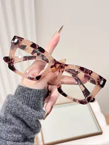 Women's Square Frame Glasses, Square Eyed Glasses, Preppy Style Cute Decoration Flat Mirror, Fashionable Eyewear for Daily Wear, Trendy Accessory for Women