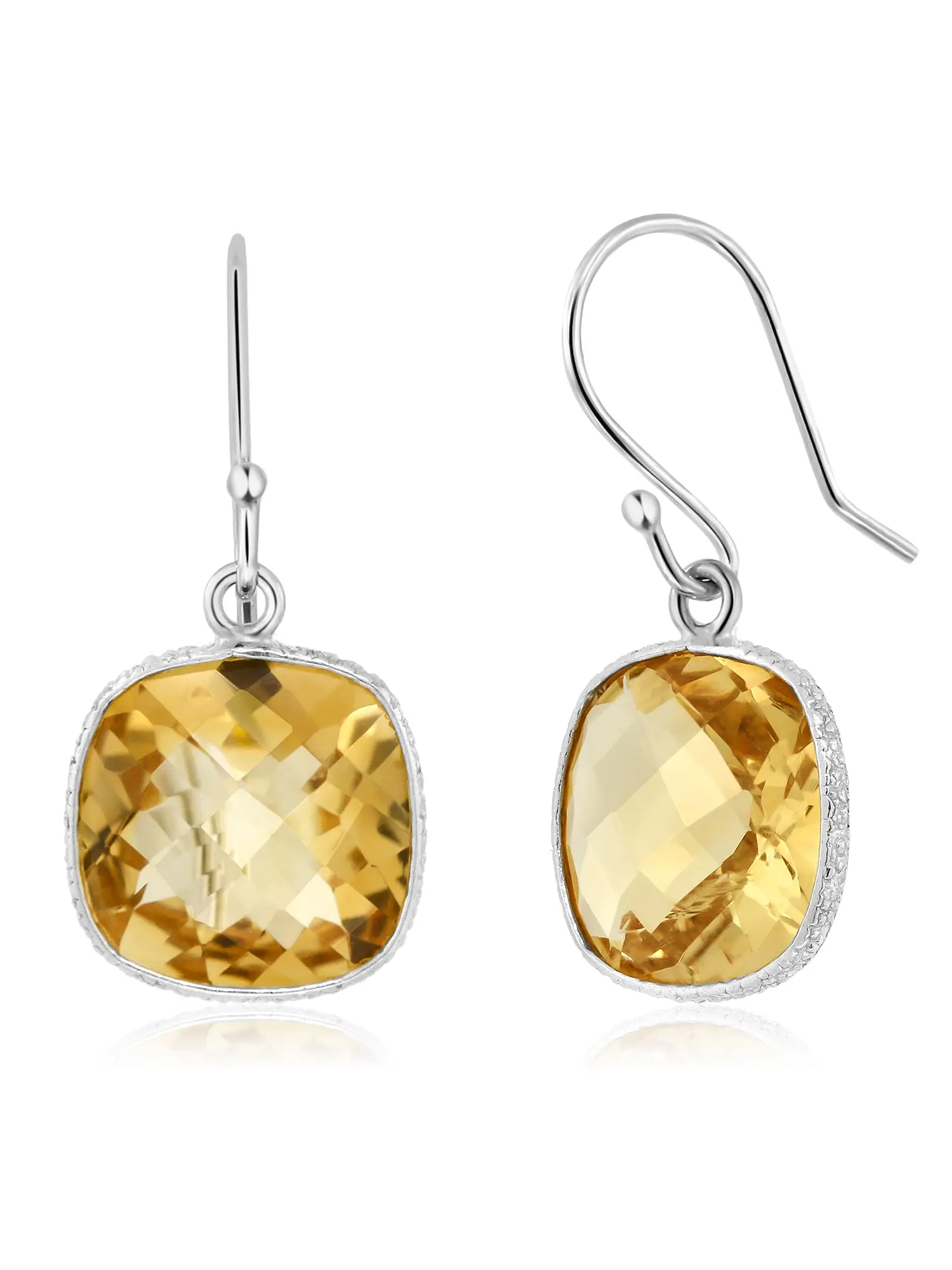 10.00 Cttw Yellow Citrine Dangle Earrings For Women | |925 Sterling Silver | Gemstone Birthstone | 11MM Cushion Cut | Fine Jewelry Gifts for Women Mom Wife Her
