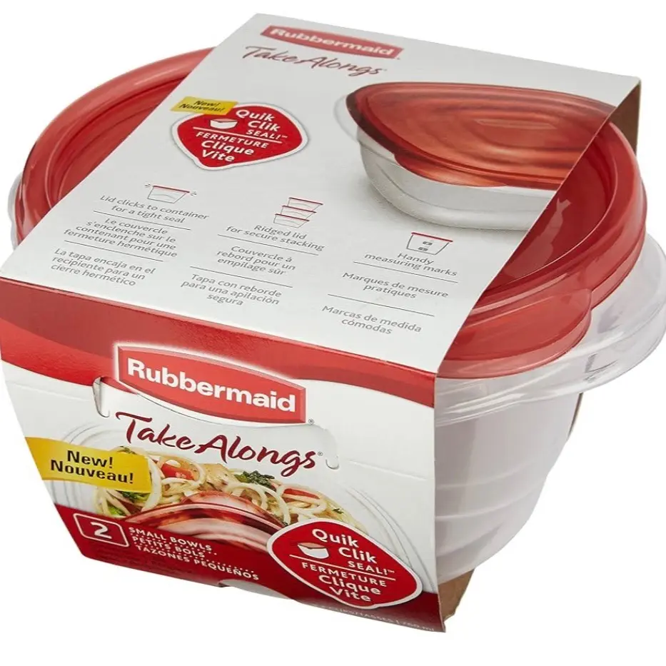 Rubbermaid TakeAlongs Small Bowl Food Storage Containers, 3.2 Cup, Tint Chili, 2 Count