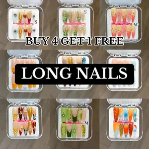 LONG NAILS The Nail Empire Handmade 3D Press On Nails | High Quality | Cute designs | Detailed | Extra Glossy Finish | Most affordable | Trendy nails | New arrivals
