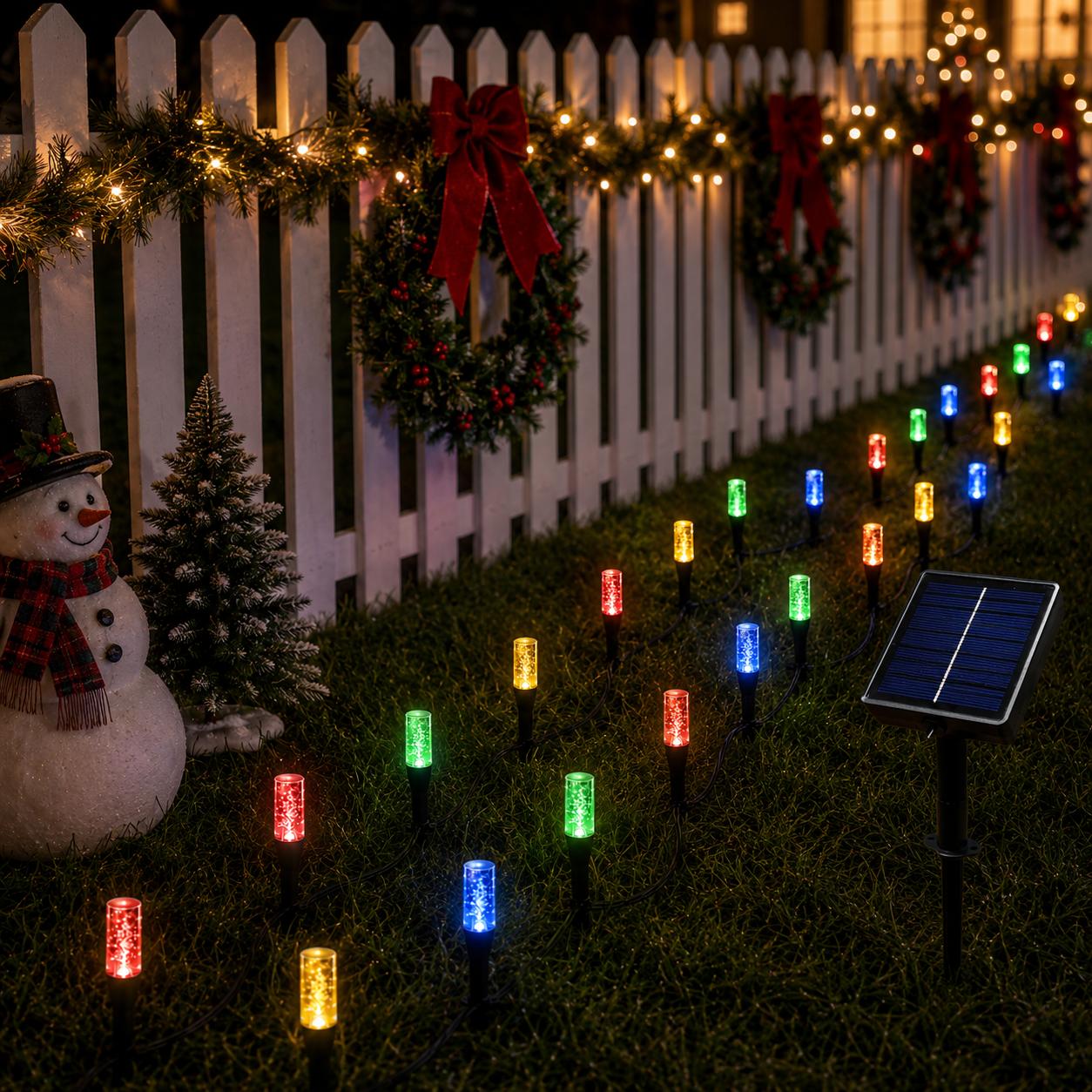 20-Pack LED Solar Pathway Lights, Crystal Ice Pillar Outdoor Garden Accessories with IP54 Waterproof Plastic Body, In-Ground Installation for Small Gardens, Paths