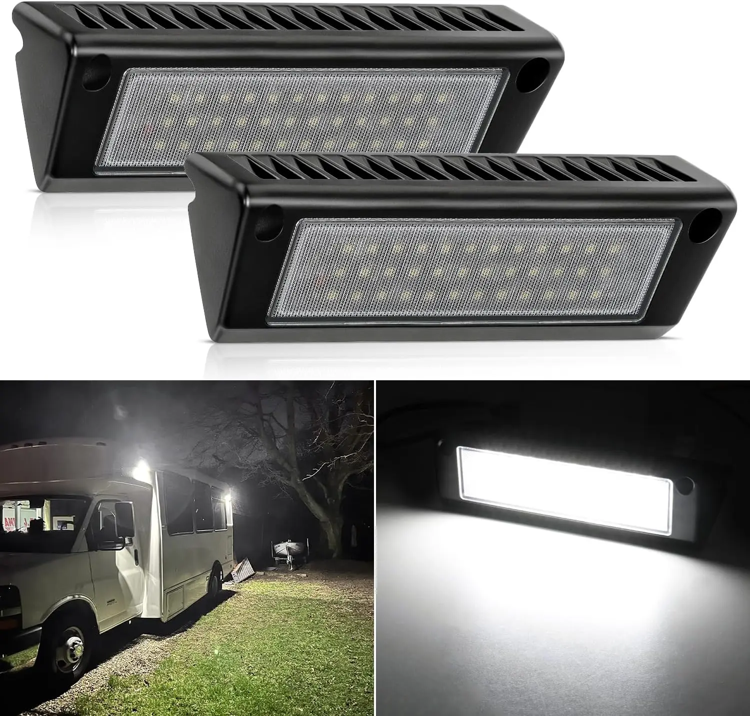 Nilight 1 Pair 9-in Waterproof LED Light Bars, Black Aluminum Housing White Beam, 12V-24V Automotive Auxiliary Lights, for Vehicle Exterior, RVs, Fire Trucks, Campers