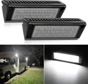 Nilight RV Exterior Light 2PCS 9 Inch Porch Lights White Beam 12V 24V LED Scene Cargo Lighting Black Aluminum Housing for RV Trailers Travel Campers 5th Wheels Motorhome SUV Truck