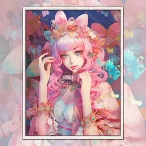 1pc 5D Diamond Painting Kit Lady Art Pattern Full Round Drill Mosaic Home Decor Gift, DIY Craft Set for Adults & Kids